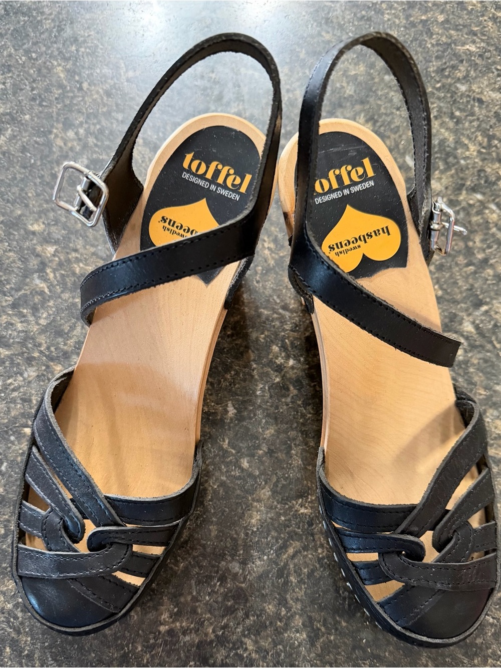 Swedish Hasbeens Toffel braided sky-high clog